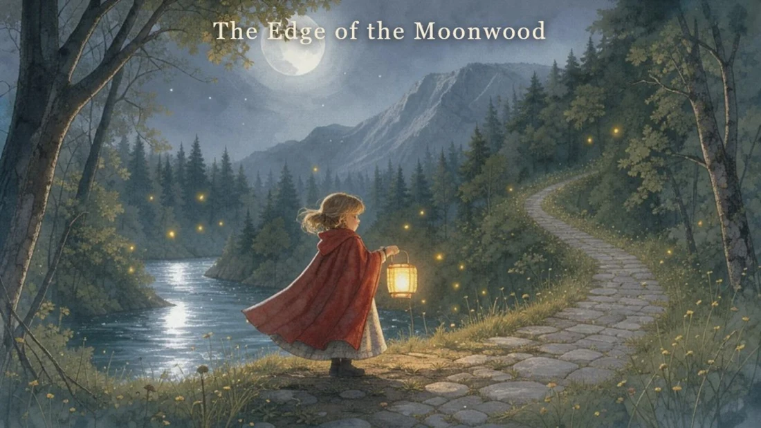 The Lantern of the Moonwood, an illustrated story generated locally by Deepy